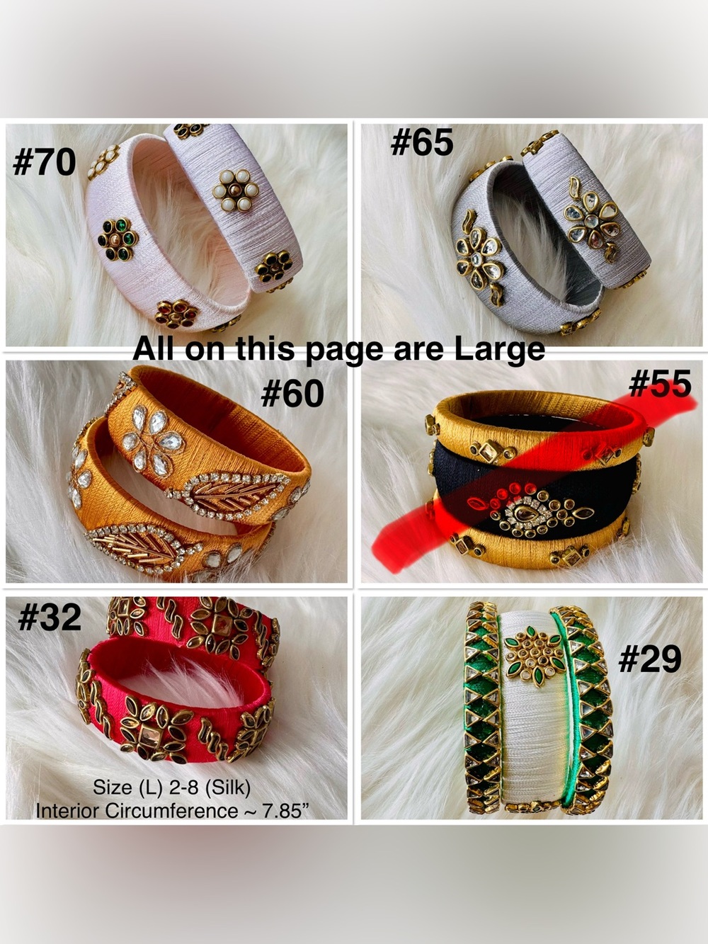 🎡🎡Handmade Silk or Cotton Wrapped Bangle Set of your choice in various sizes - Picture 4 of 16